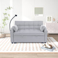 Modern Velvet Loveseat Futon Sofa Couch W Pullout Bed,Small Beautiful Seat Lounge Sofa With Adjustable Reclining Backrest,Toss Pillows, Pockets,Furniture For Living Room,3 In 1 Convertible Sleeper Sofa Bed Full Light Gray Velvet