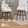 Coolmore Bar Stools Set Of 2 Counter Height Chairs With Footrest For Kitchen, Dining Room And 360 Degree Solid Wood Legs Swivel Bar Stools Set Of 2 Beige Linen Beige Foam Linen