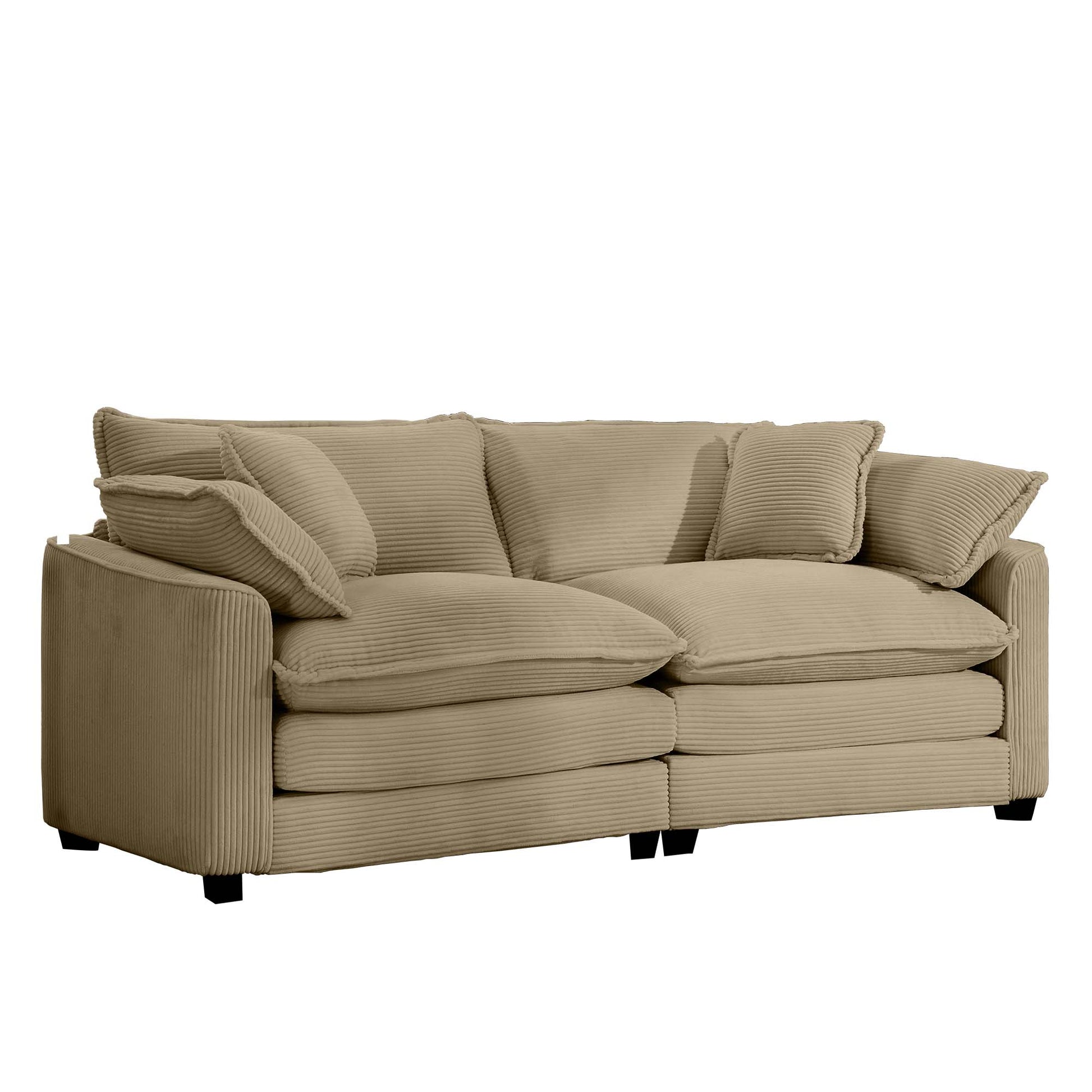 Modern Fabric Living Room Sofa With 4 Pillows Upholstered Large Deep Seating Loveseat, Tan Corduroy Tan Corduroy 2 Seat