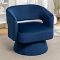 Swivel Barrel Chair, Velvet Accent Armchair 360 Degree Swivel Club Chair For Living Room Bedroom Reception Room Blue Foam Velvet