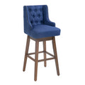 Coolmore Bar Stools Set Of 2 Counter Height Chairs With Footrest For Kitchen, Dining Room And 360 Degree Solid Wood Legs Swivel Bar Stools Set Of 2 Navy Linen Navy Foam Linen