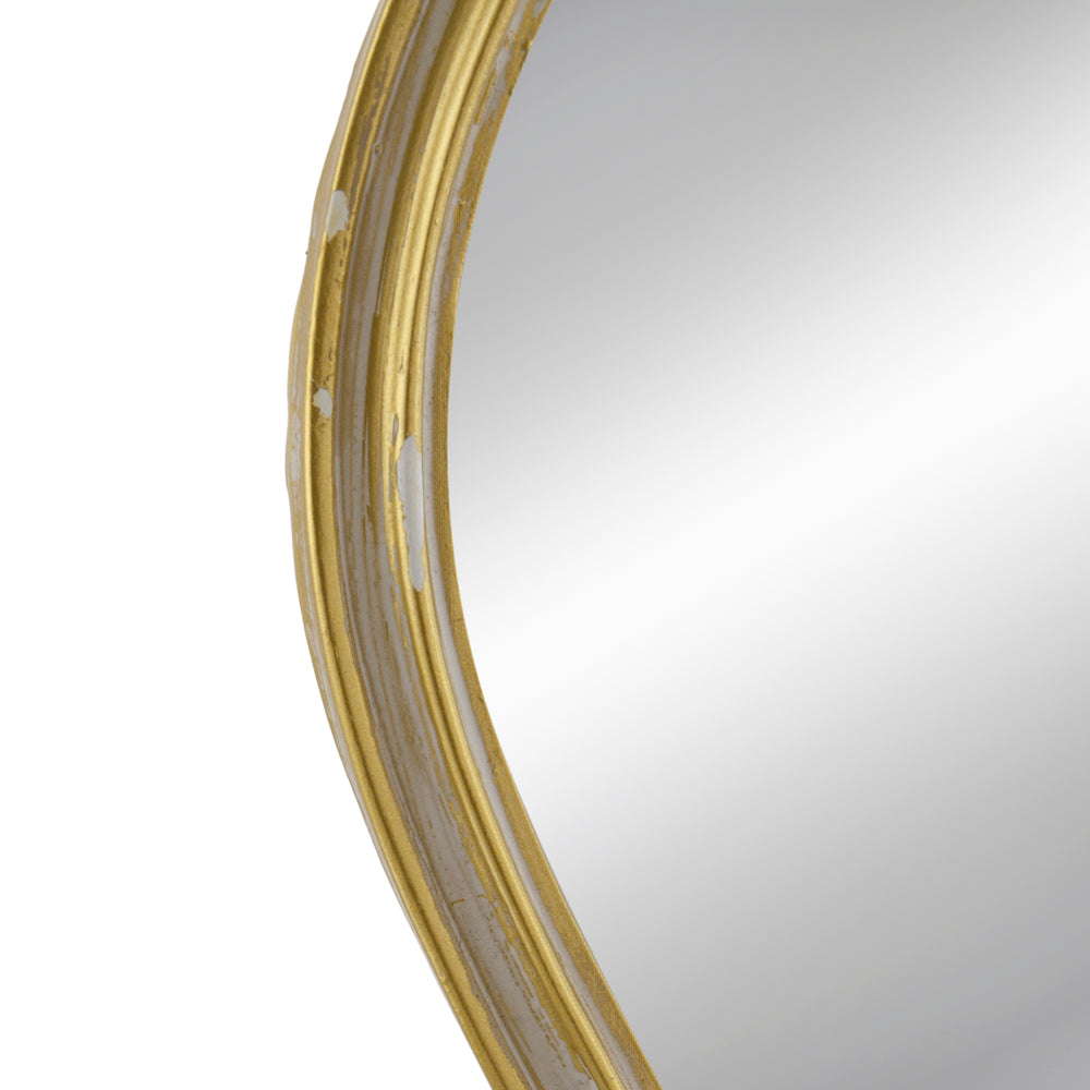 Small Decorative Mirror For Wall Decor, 4.5X9.5" Antique Gold Polyresin