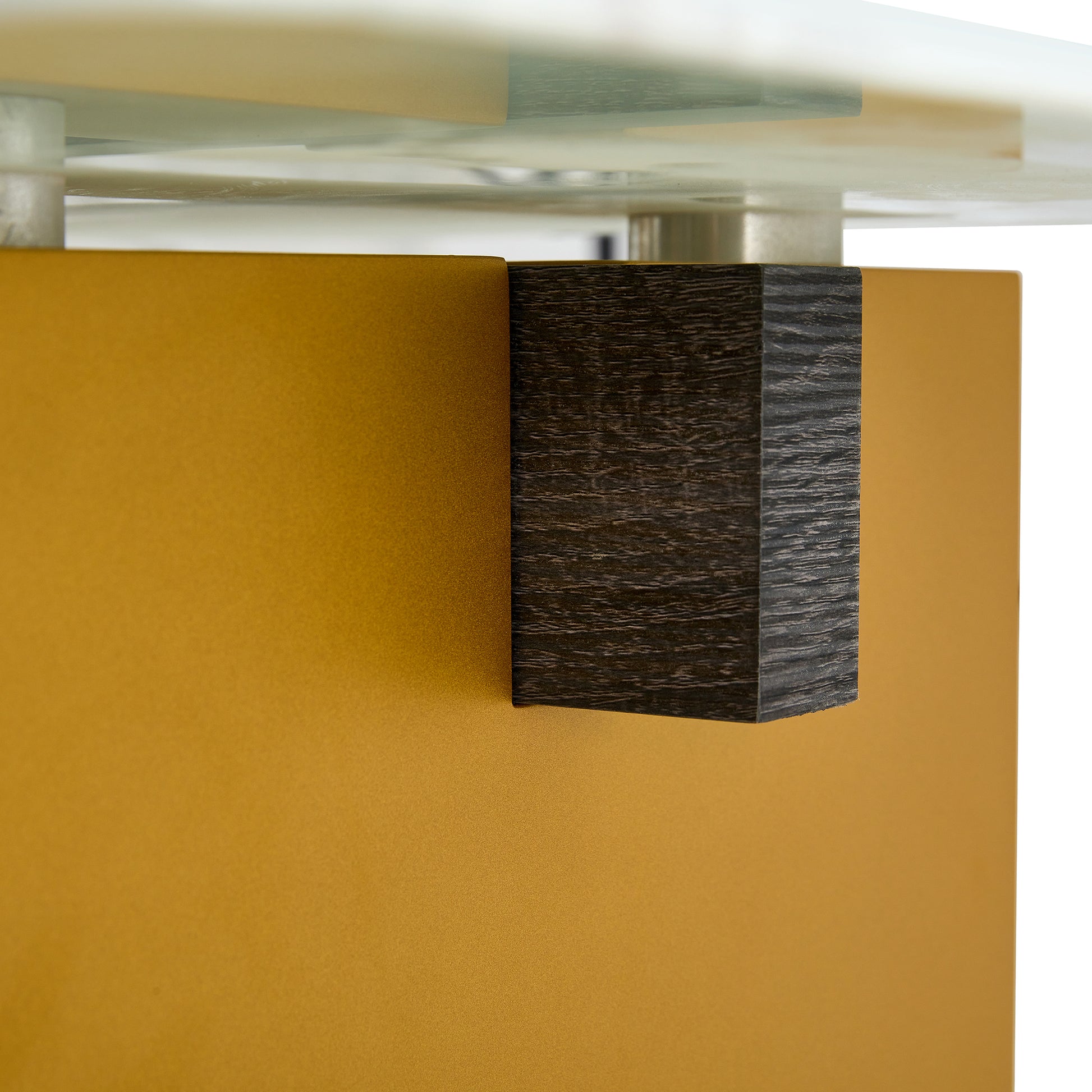 Modern Minimalist Tempered Glass With Sticker Desktop Coffee Table And Dining Table, Paired With Golden Mdf Decorative Columns. Computer Desk. Game Table. Ct 1546 Golden Mdf Glass