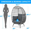 Large Outdoor Egg Chair, Indoor Patio Wicker Basket Chair With Cushion, Rattan Egg Chairs For Bedroom, Outside, Balcony,Grey Grey Pe Rattan Iron