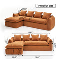 Sofa Deep Seat Sofa 3 Seater For Living Room Oversized Comfy Sofa L Shape Sofa Couch With Chaise Home Furniture Sleeper Sectional Sofa For Apartment, Office Left Hand Facing Orange Foam 3 Seat