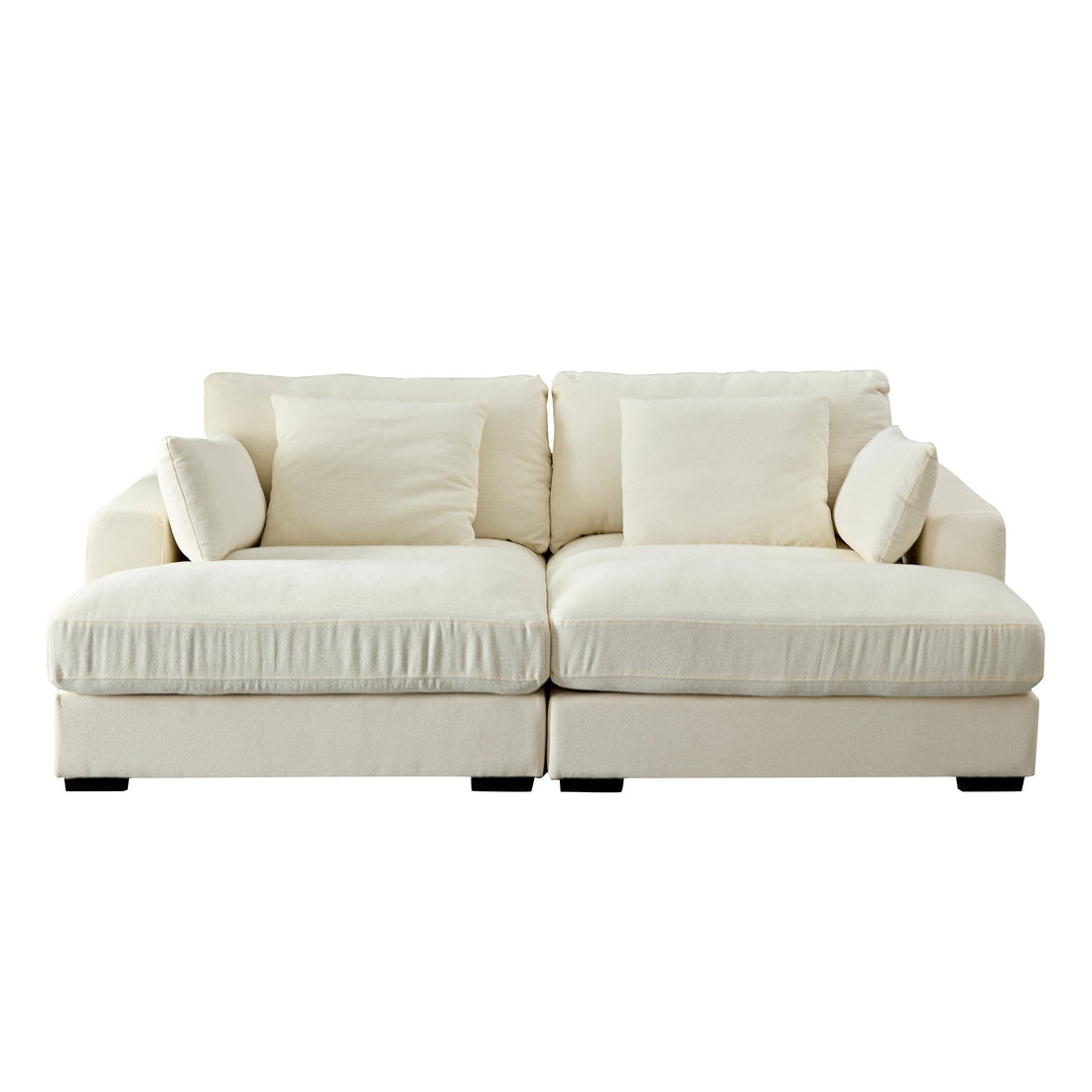 Comfor Daybed With Over Wide Sofa Bed,Modern Design Fabric Beanbag With Arms,Beige Beige Fabric 2 Seat