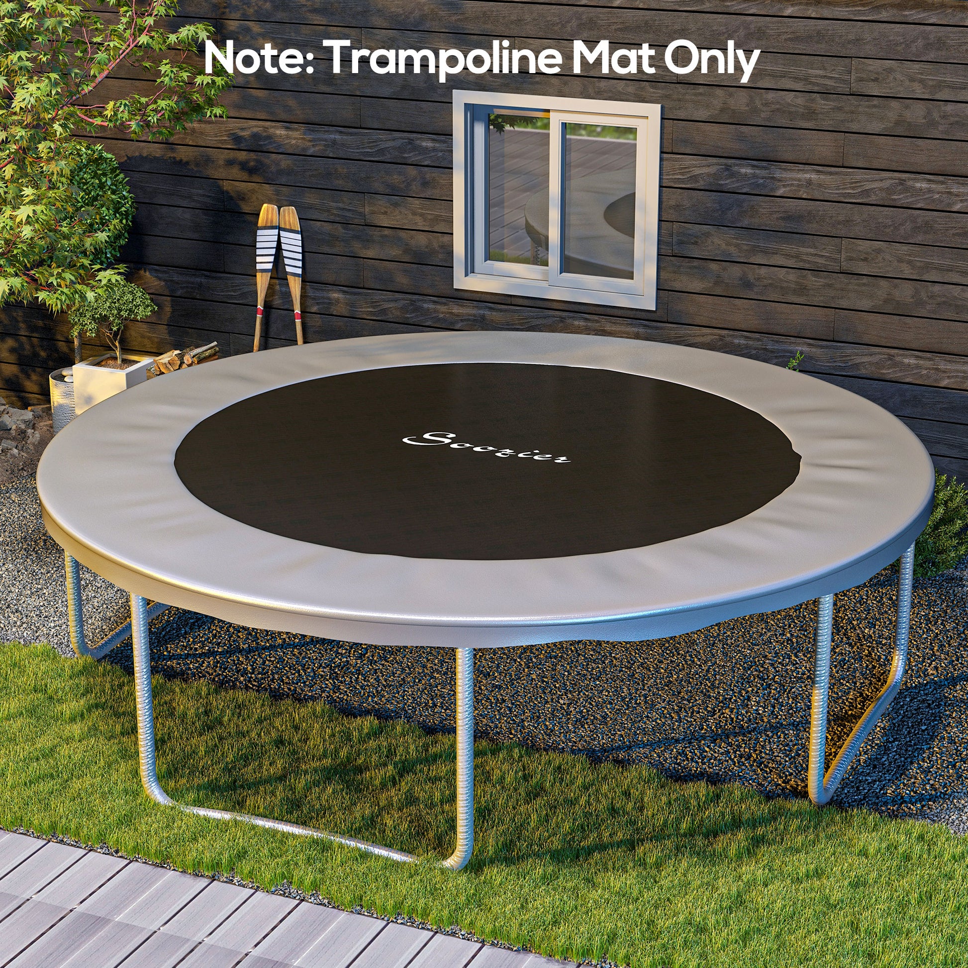 Soozier Trampoline Replacement Mat, Fits 14' Trampoline With 80 V Hooks & 5.5" Springs, Trampoline Mat With 8 Rows Of Stitching & Spring Pull Tool Spring & Frame Not Included , Green Green Plastic