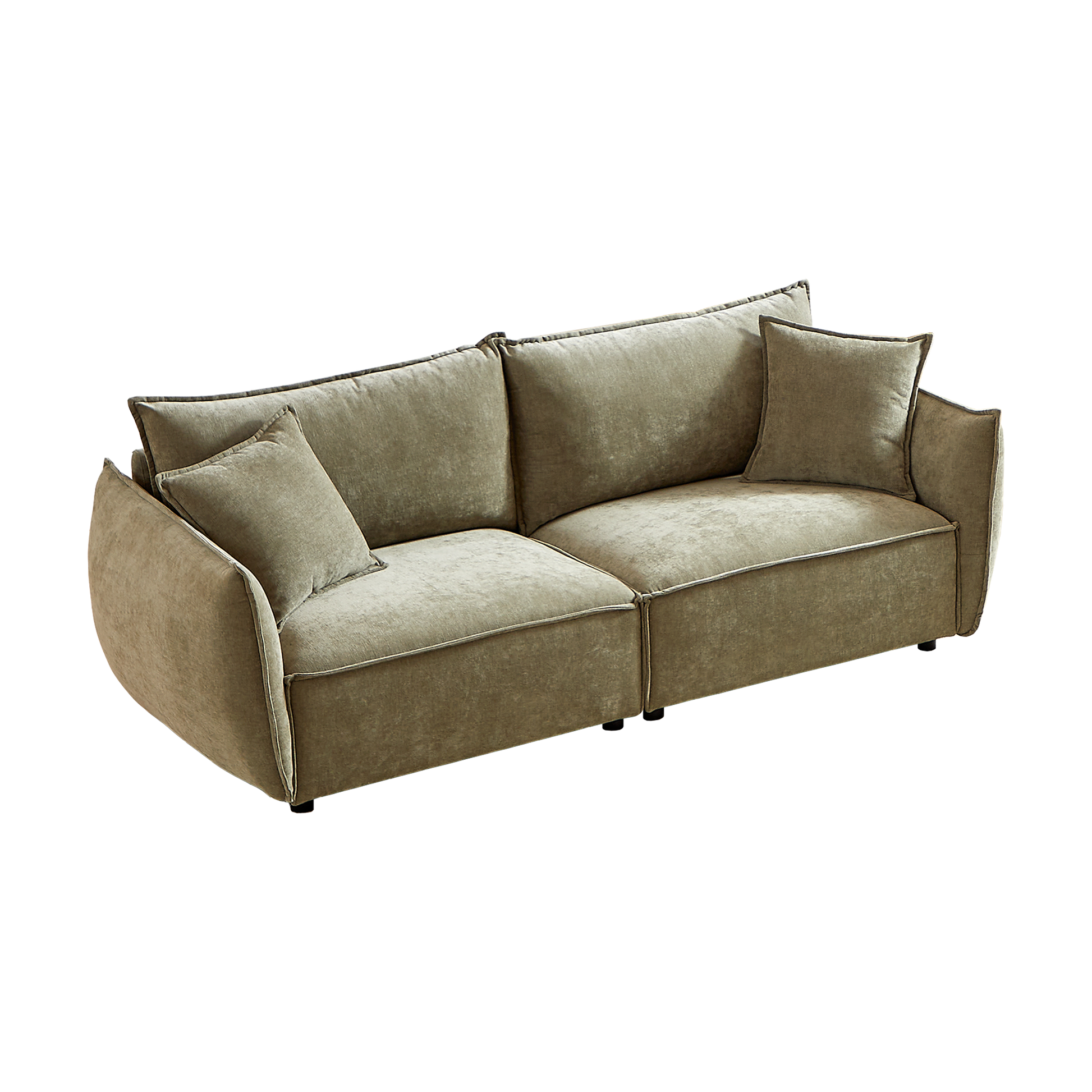 Mh88" Modern Living Room Sectional, Wide Living Room Sectional, Stylish Chenille Triple Sectional With Extra 2 Pillows, Thickly Padded Seat And Back And Armrests For Apartment, Living Room Light Green Chenille Wood Primary Living Space Pine Foam Fabric 3