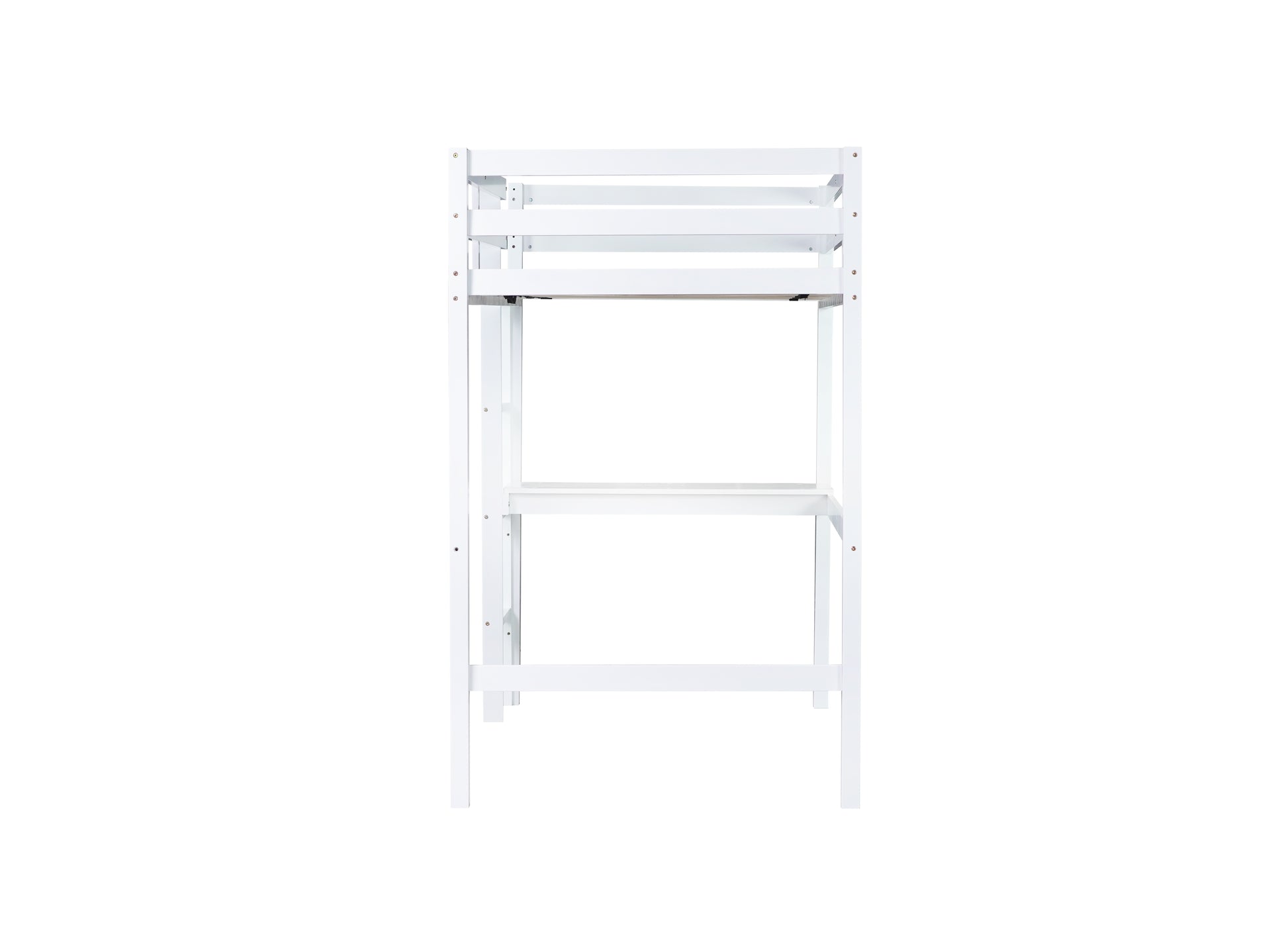 Twin High Loft Bed, Rubber Wood Loft Bed With Safety Guardrail, Built In Desk, Ladder,White Twin White Rubber Wood