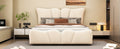 Full Size Upholstered Platform Bed Velvet Upholstered Bed, Beige Full Beige Velvet