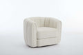 Swivel Accent Barrel Chair, Modern Round Armchairs With Upholstered, Comfy Swivel Accent Chair For Living Room White Teddy Teddy