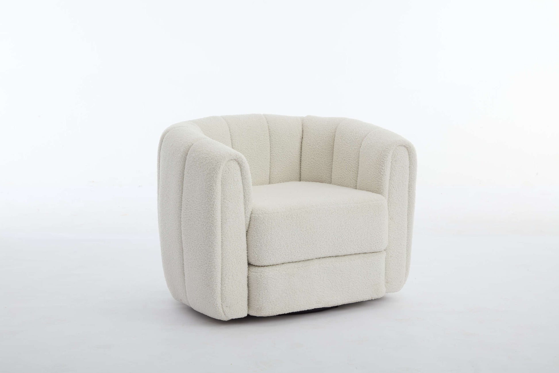 Swivel Accent Barrel Chair, Modern Round Armchairs With Upholstered, Comfy Swivel Accent Chair For Living Room White Teddy Teddy