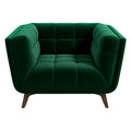 Addison Lounge Chair Dark Green Velvet Brown,Dark Green Brown Velvet Wood Tufted Back Mid Century Modern Foam Solid Wood,Velvet