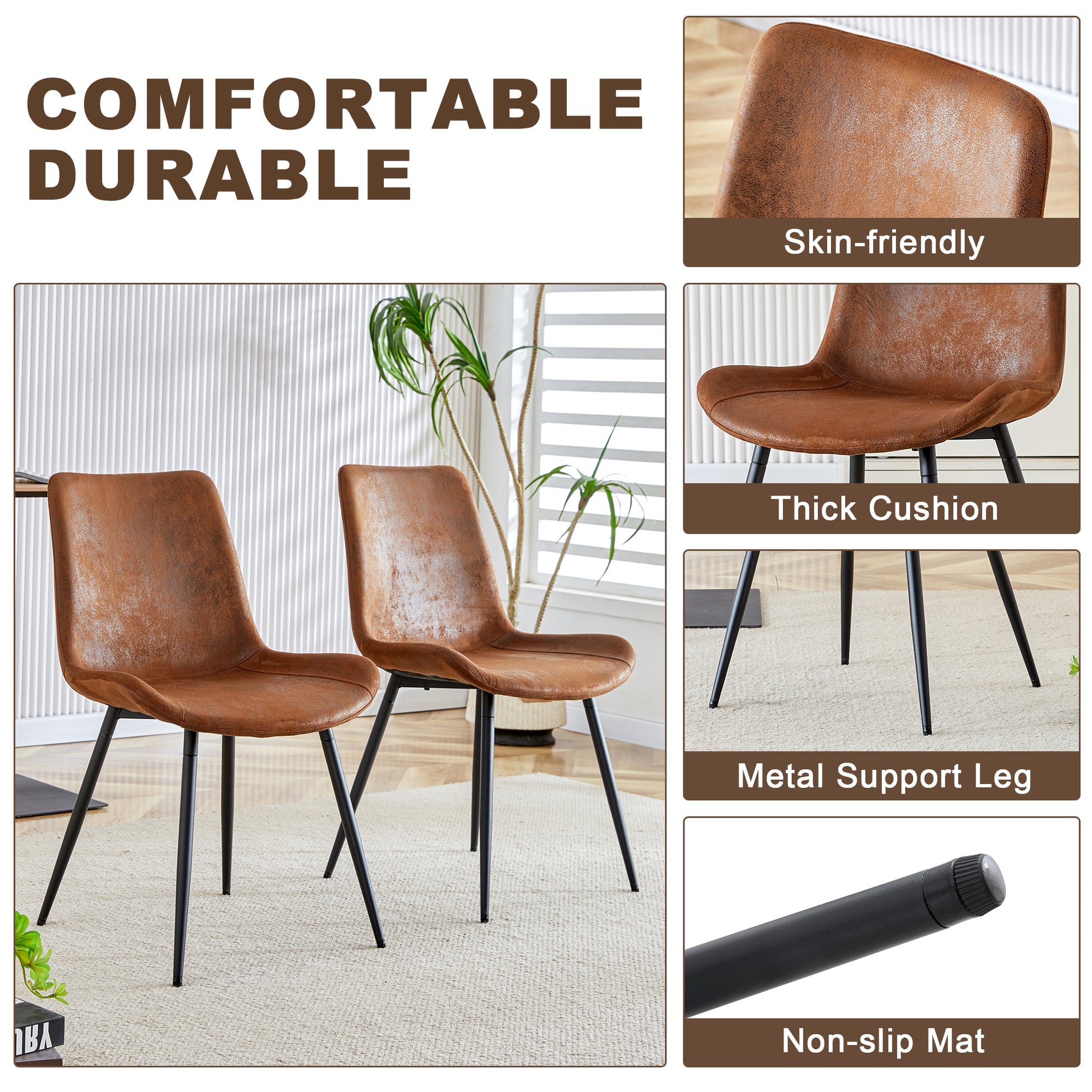 Table And Chair Set. Modern Dining Table With Mdf Top And Beautiful Mdf Legs. Comes With Brown Comfortable Chair With Seat And Metal Legs. Suitable For A Wide Range Of Decorative Styles. Brown,Wood Seats 6 Mdf