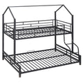 Metal House Bunk Bed, Twin Over Full, Black Full Black Metal