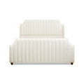 Addison King Channel Tufted Panel Bed Frame, Cloud White Performance Velvet Box Spring Required King White Wood Foam Velvet Velvet