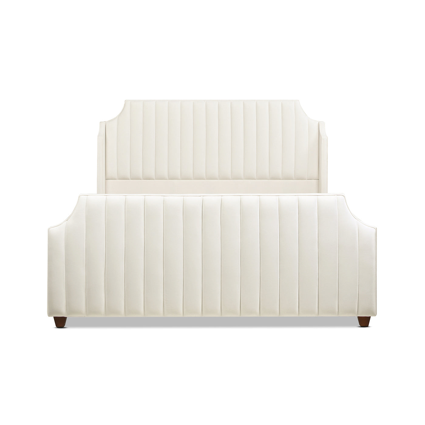 Addison King Channel Tufted Panel Bed Frame, Cloud White Performance Velvet Box Spring Required King White Wood Foam Velvet Velvet