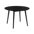 Round Dining Table With Wood And Tapered Legs, Black Black Wood