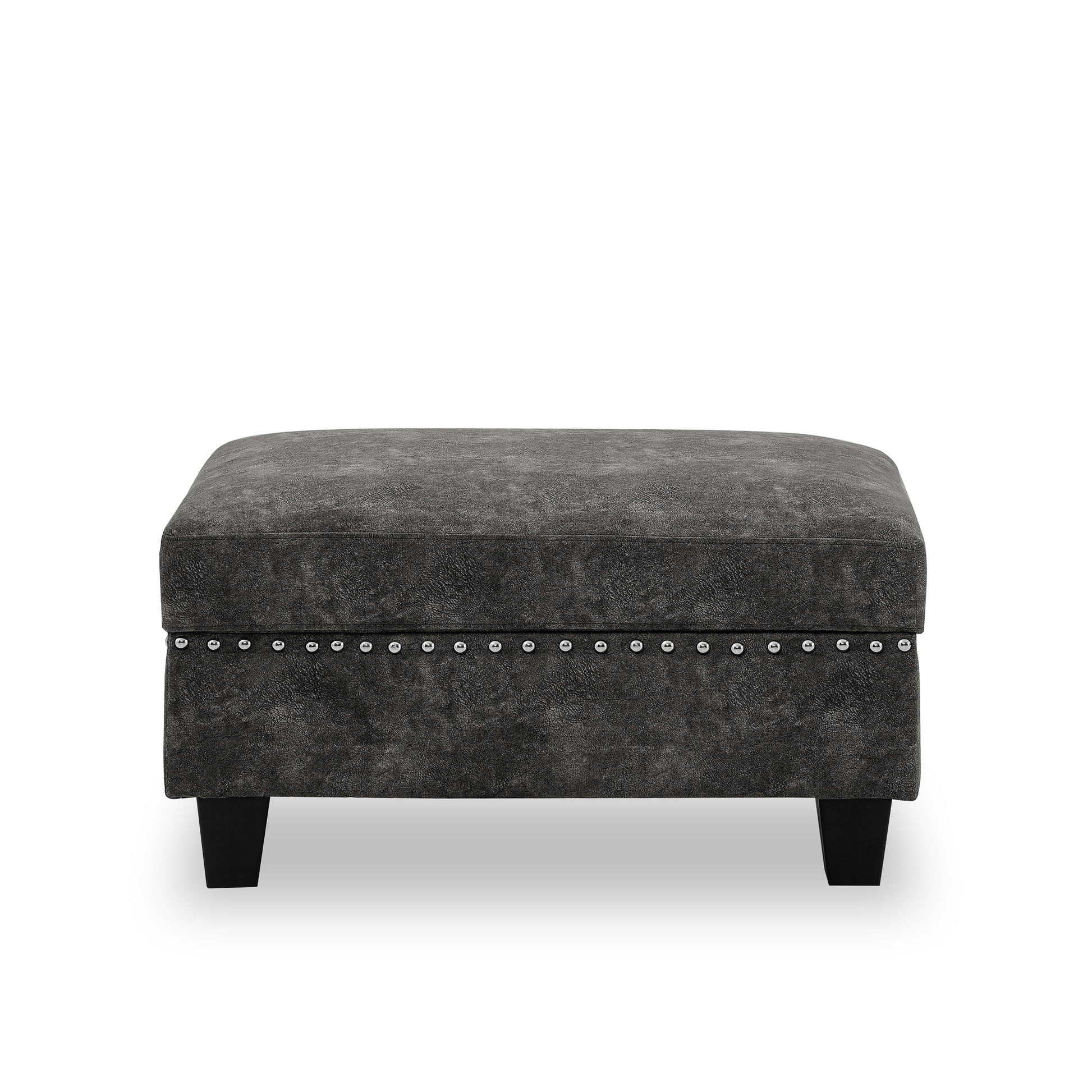 Sectional 3 Seaters Sofa ,Double Sided Multi Functional Footstool, Storage Matnon Slip Leg, Two Pillows, Velvet, Dark Grey Dark Grey Velvet 3 Seat