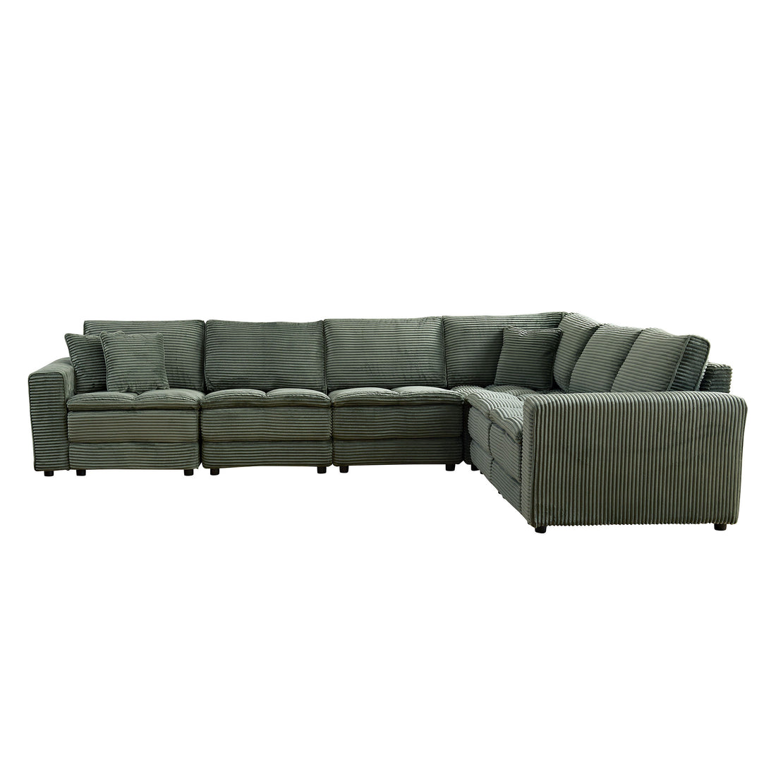 6 Seats,Oversized Sectional Sofa,L Shaped Corner Couch With Detachable Seat & Back Cushion, Corduroy Upholstery Convertible Sleeper Sofa&Couch For Living Room Green Fabric 6 Seat