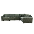 6 Seats,Oversized Sectional Sofa,L Shaped Corner Couch With Detachable Seat & Back Cushion, Corduroy Upholstery Convertible Sleeper Sofa&Couch For Living Room Green Fabric 6 Seat