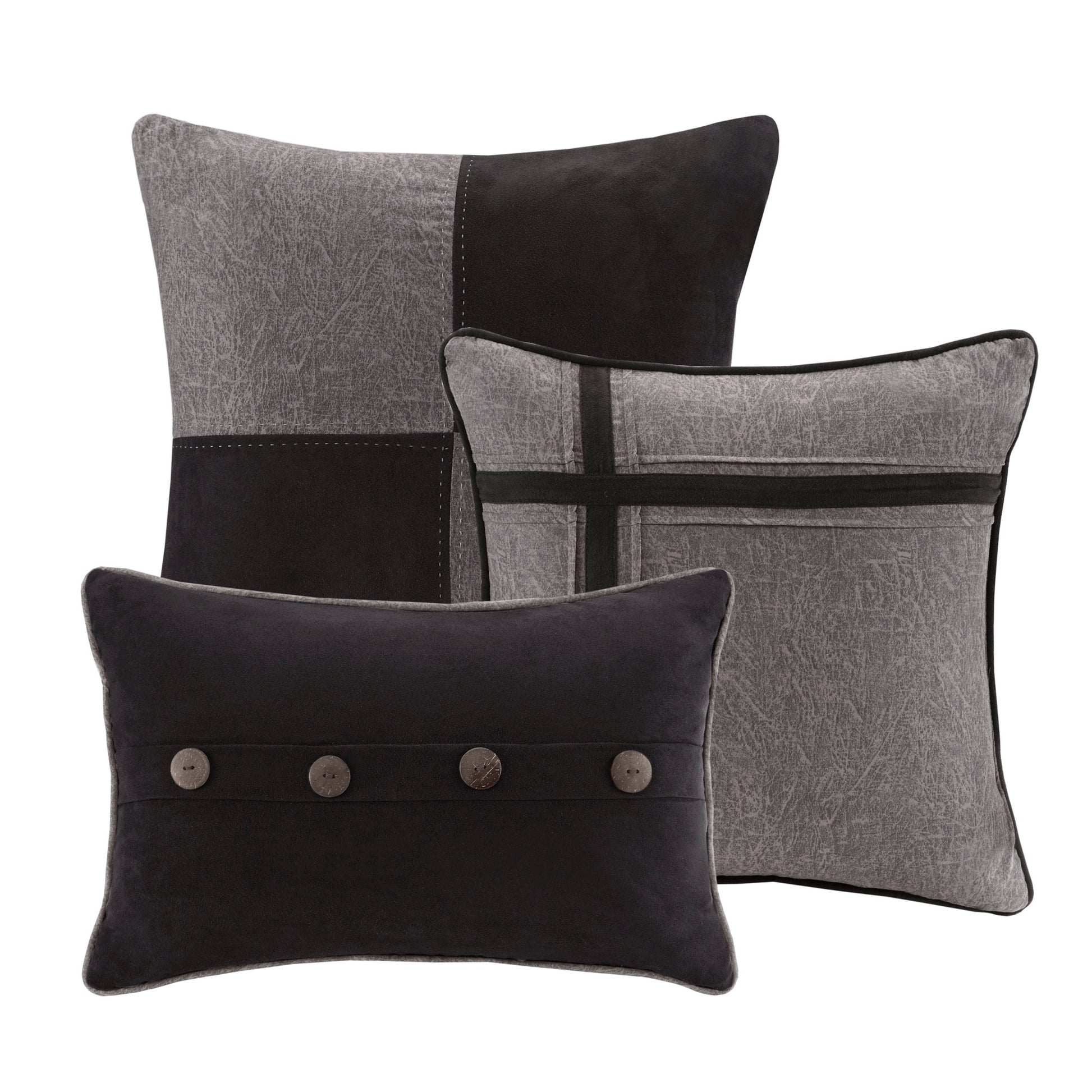 7 Piece Faux Suede Comforter Set Grey Cal King California King Grey Polyester