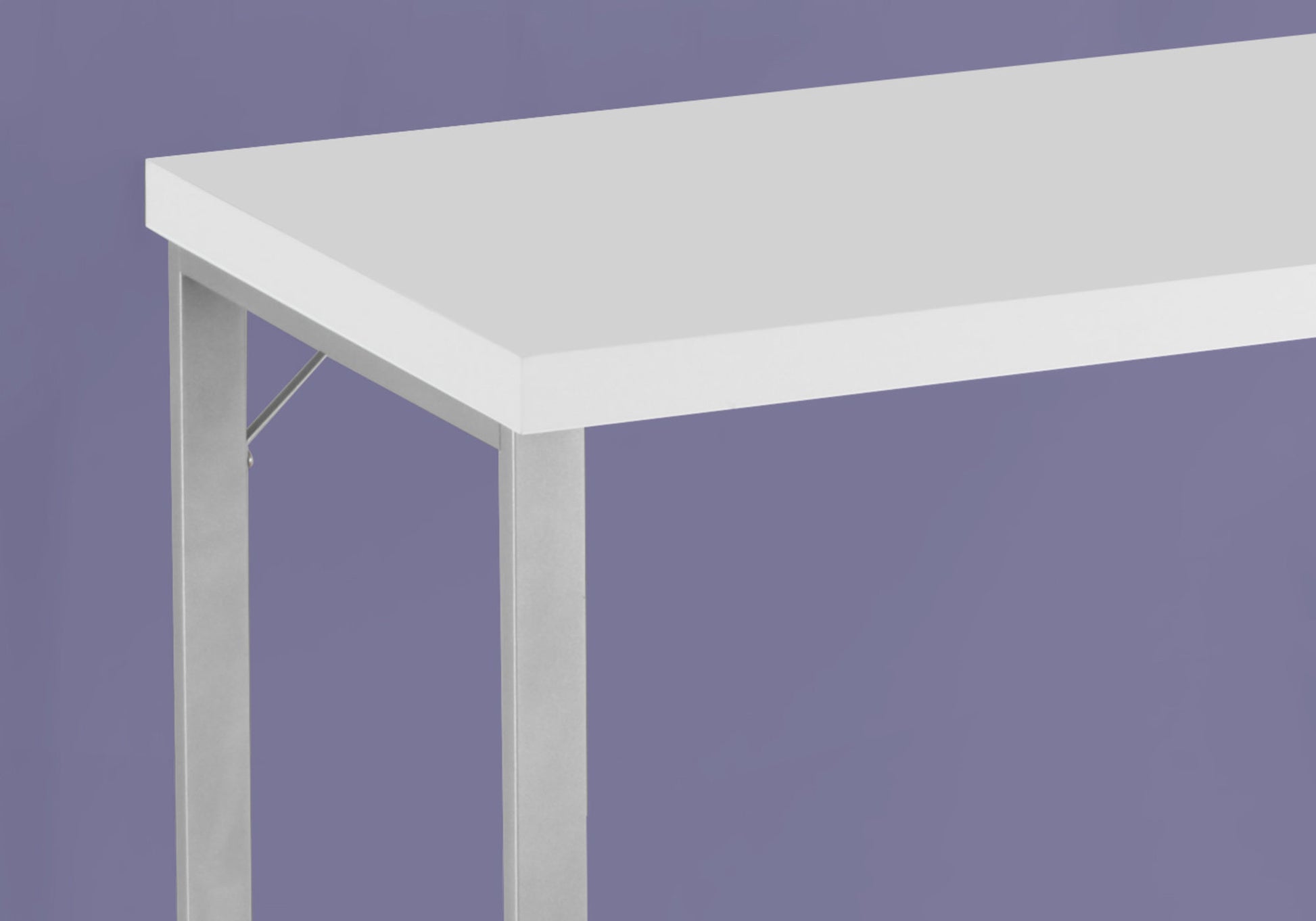 Computer Desk, Home Office, Laptop, 48"L, Work, White Laminate, Grey Metal, Contemporary, Modern White Particle Board