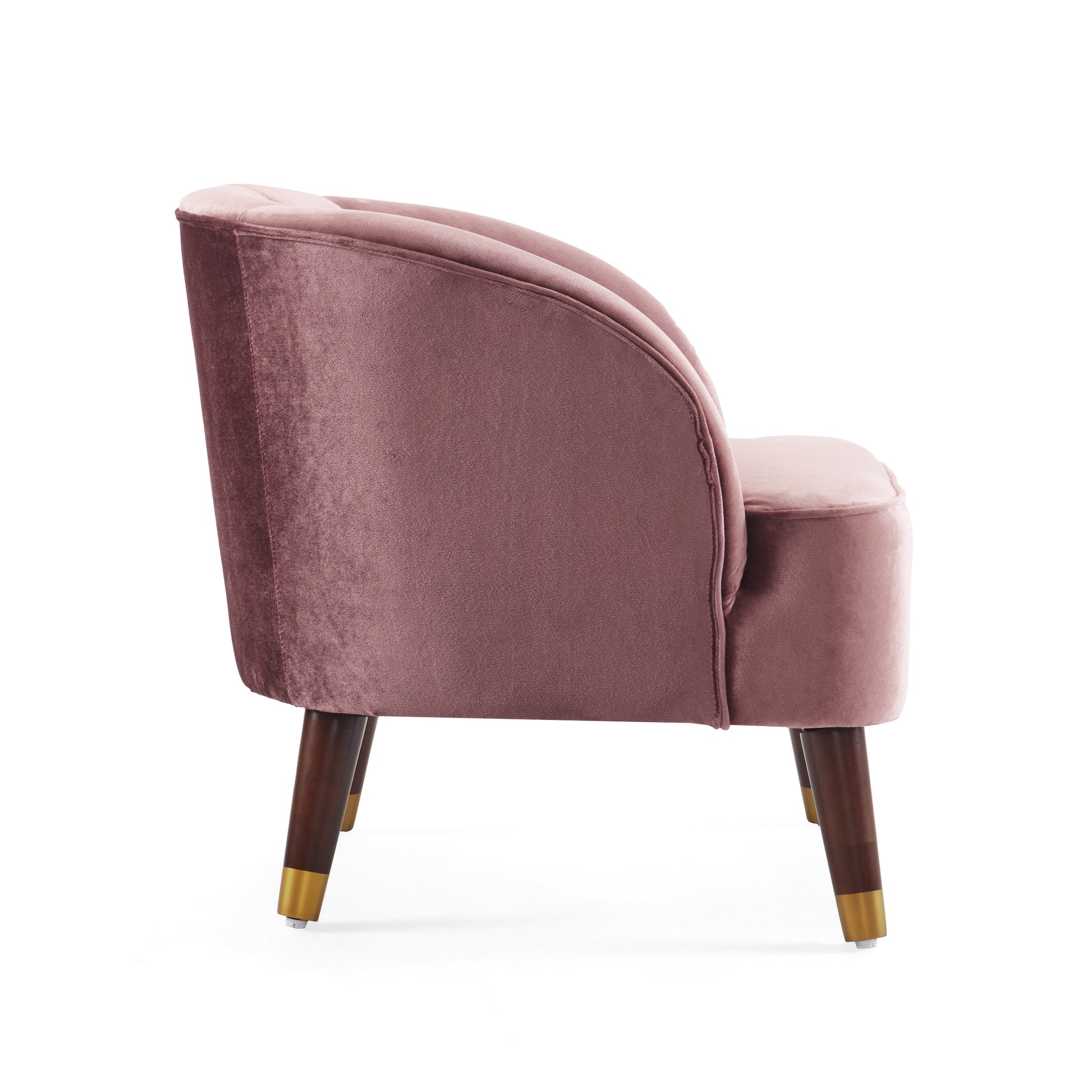 Upholstered Barrel Accent Chair With Wooden Legs Blush Rubberwood Velvet