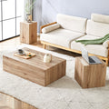 Modern Three Piece Coffee Table.Elevate Your Living Space With This Modern Mdf Coffee Table That Showcases Smooth, Light Wood Color Texture Patterns. Stylish Design. Wood Mdf