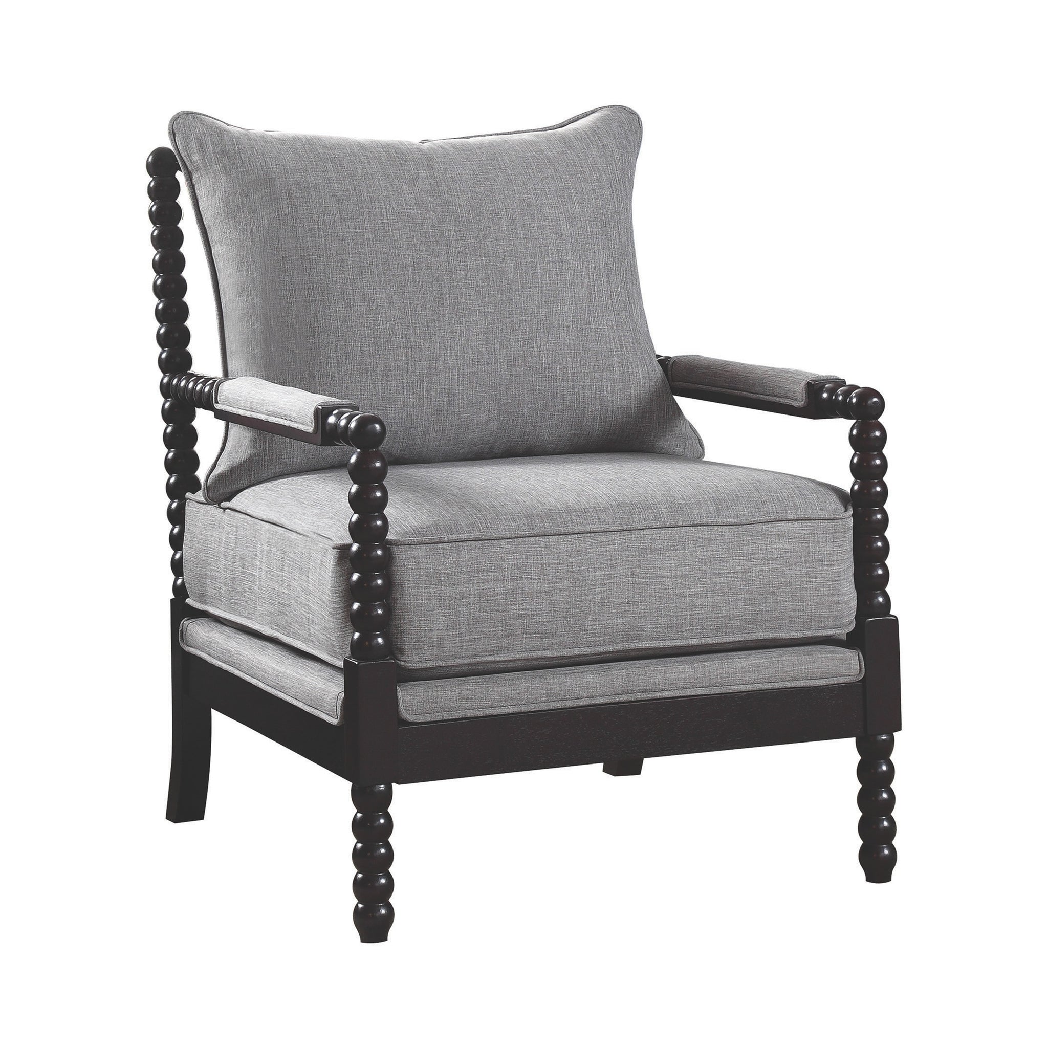 Turned Designing Accent Chair, Gray Gray Fabric
