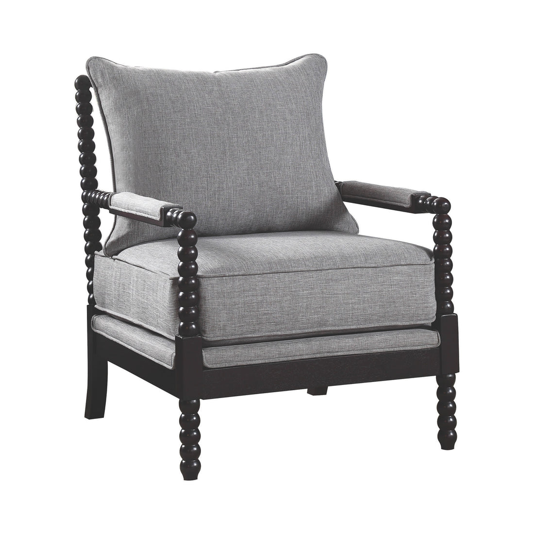 Turned Designing Accent Chair, Gray Gray Fabric