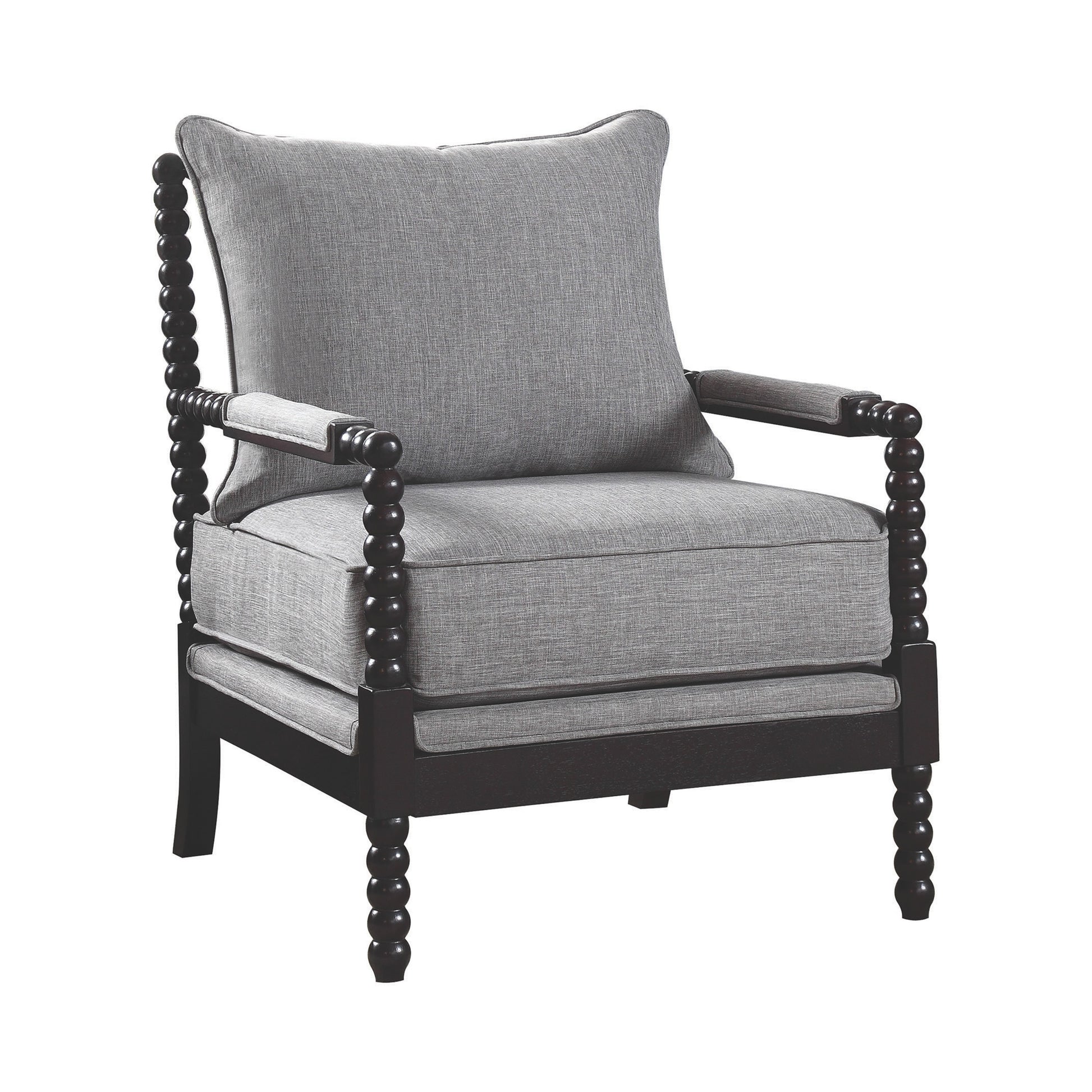Turned Designing Accent Chair, Gray Gray Fabric