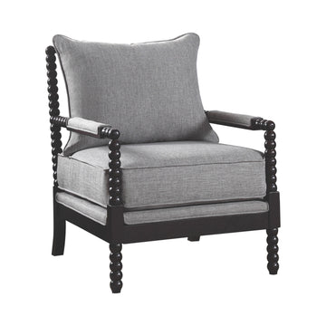 Turned Designing Accent Chair, Gray Gray Fabric