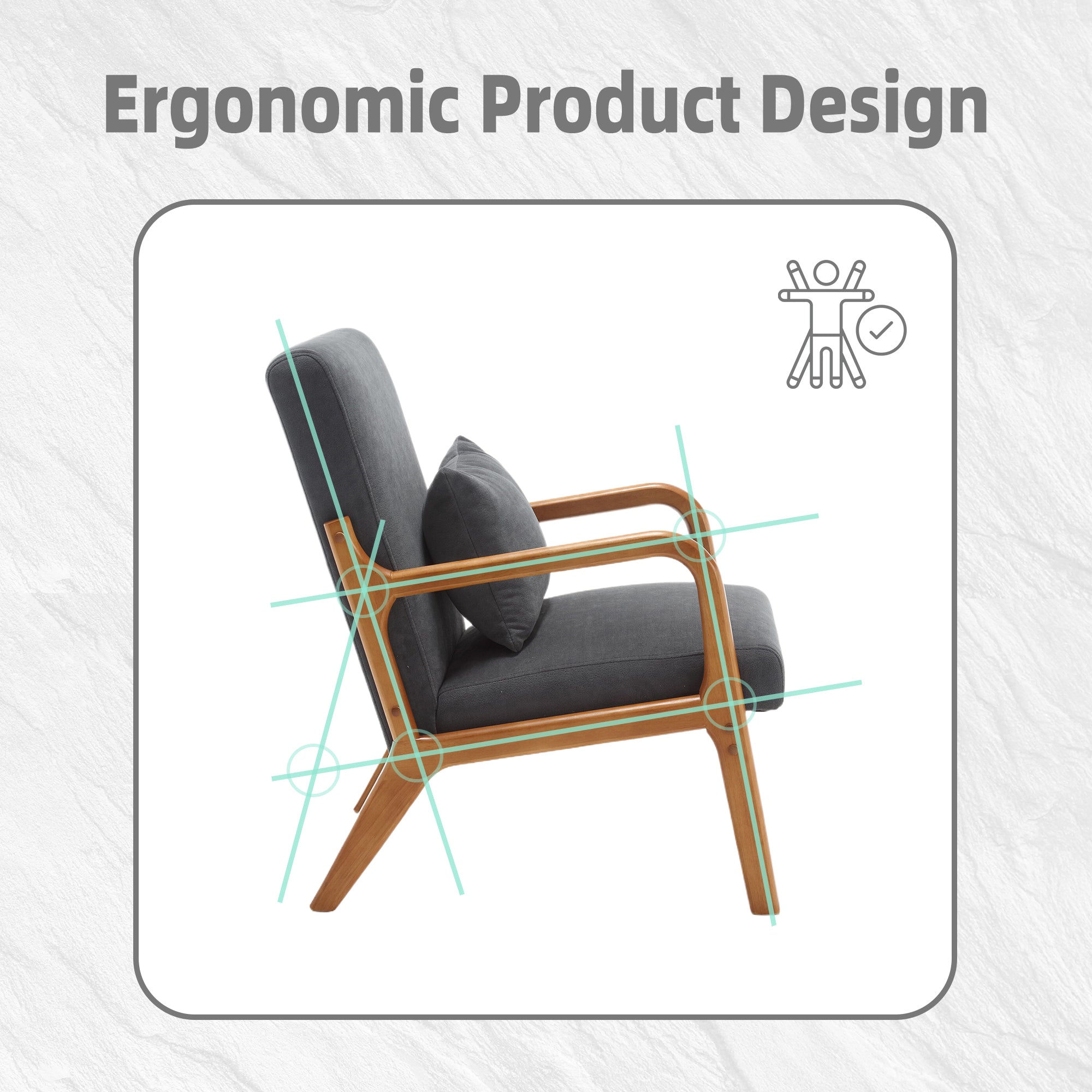 Coolmore Modern Accent Chair, Solid Wood Padding Lounge Armchairs With One Pillow For Living Room, Bedroom, Guest Room Gray Gray Primary Living Space Foam Velvet