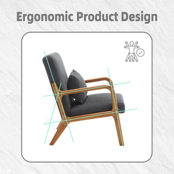Coolmore Modern Accent Chair, Solid Wood Padding Lounge Armchairs With One Pillow For Living Room, Bedroom, Guest Room Gray Gray Primary Living Space Foam Velvet