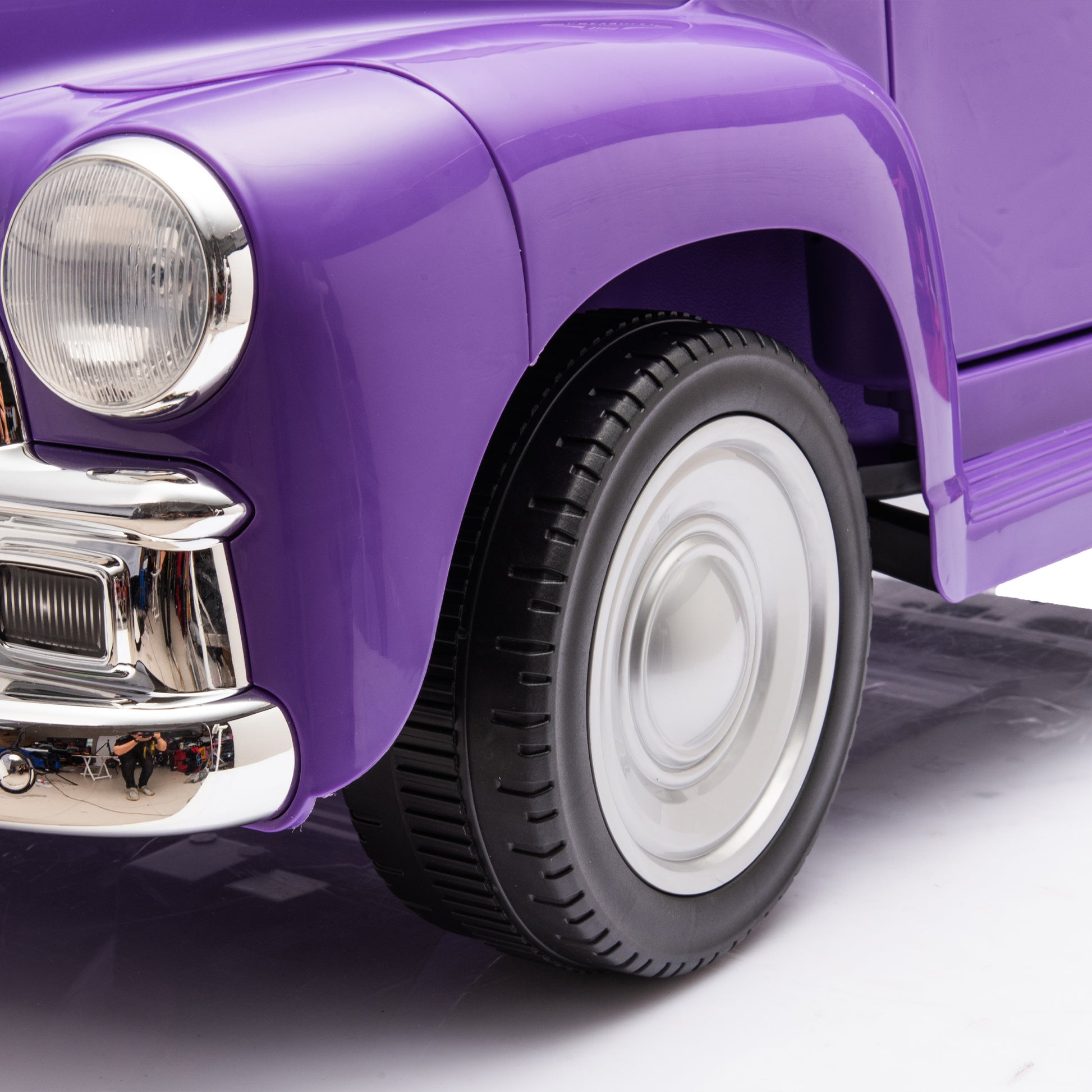 12V Kids Ride On Truck Car W Parents Control, Licensed Chevrolet 3100 Pickup,Electric Car For Kid,Vintage Modeling,3 Speeds,Led Lights,Bluetooth,Usb,High Power Up To 3.11 Mph,Age 3 Purple Polypropylene