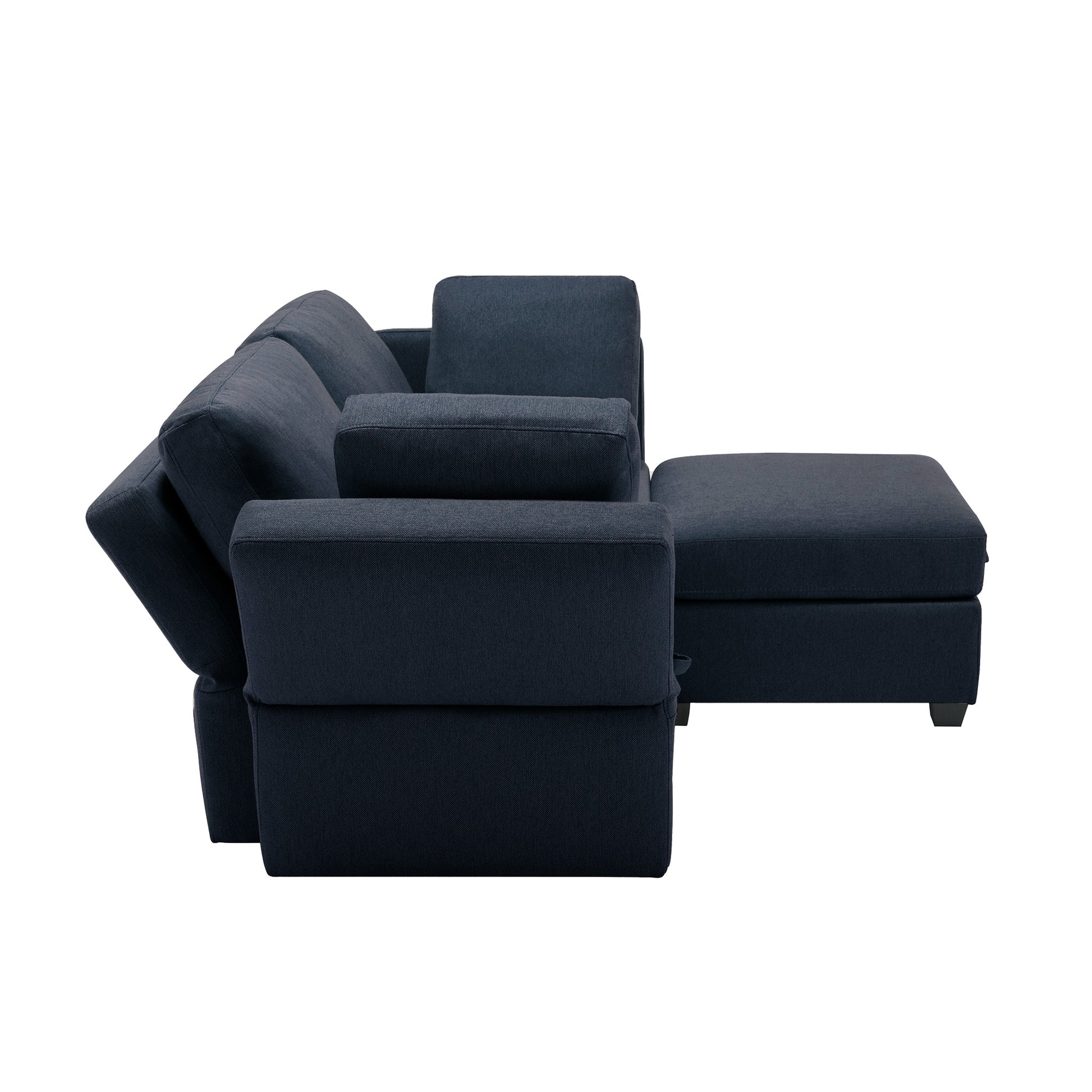Space Saving Small Sectional Sofa With Ottoman, 2 Seater Sofa With 1 Ottoman, All Seats And Ottomans With Storage Function Blue Blue Polyester 2 Seat