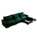 Corduroy Sectional Sofa, L Shaped Couch With Storage Footstool And 3 Pillow, Sectional Couch For Living Room Apartment, Green Green Corduroy 3 Seat