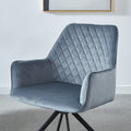 Modern Desk Chair No Wheel, Ergonomic Office Chair Home Office Upholstered Chair, Computer Chair For Bedroom, Reception Room, Living Room With Metal Legs Blue Fabric Metal