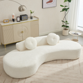 Arrived 105.5''Curved Sofa, Modern Minimalist Sofa, Cloud Couch Sofa 3 4 Seater Couch With 2 Pillows,Bedroom, No Assembly Required, Point Shaped Corduroy, Anti Wrinkle Beige Beige Polyester Primary Living Space Tight Back Soft Modern Foam Upholstered 3