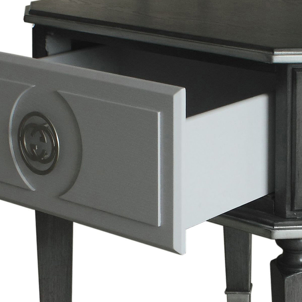 Charcoal And Light Grey End Table With 1 Drawer Charcoal Grey Primary Living Space Modern Drawers Wood