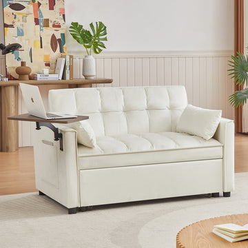Cream White Velvet Loveseat Sofa Bed Cream White Wood Tufted Back Square Arms Foam Velvet 2 Seat