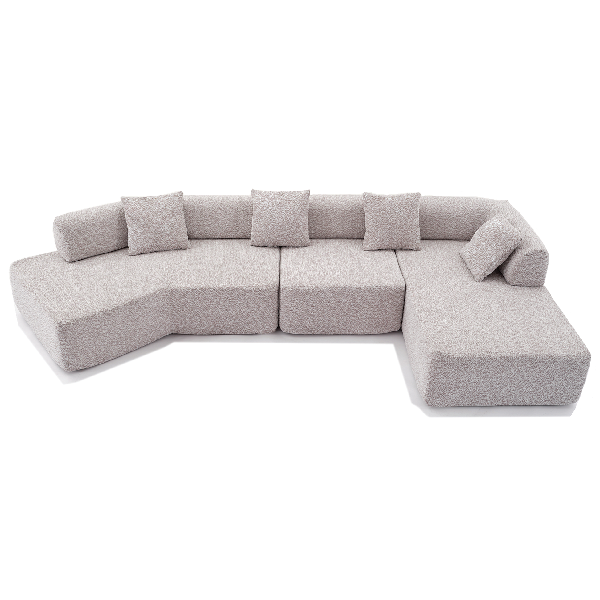 Arrived Modern Minimalist 140" L Shape Couch ,No Assembly Required,Boucle,Modular Sofa ,Couch With Chaise,Free Combination Foam Filled Sofa, 4 Seats, Gray Gray Polyester Primary Living Space Soft Modern Foam Polyester 4 Seat