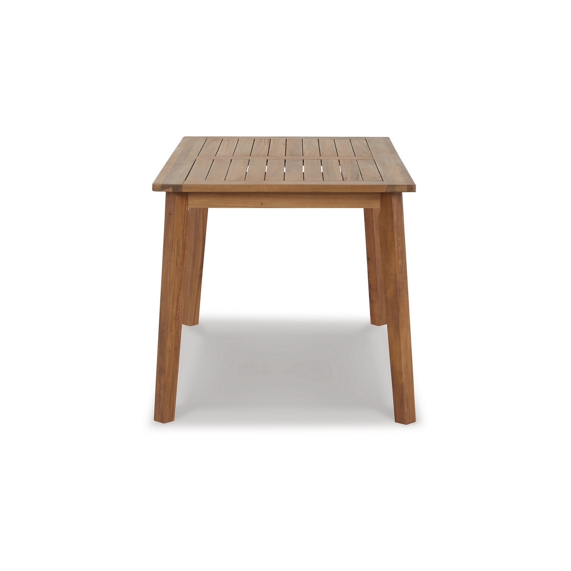 Nilen 59 Inch Dining Table, Natural Brown Acacia Wood, Slatted Surface Brown Acacia Wood