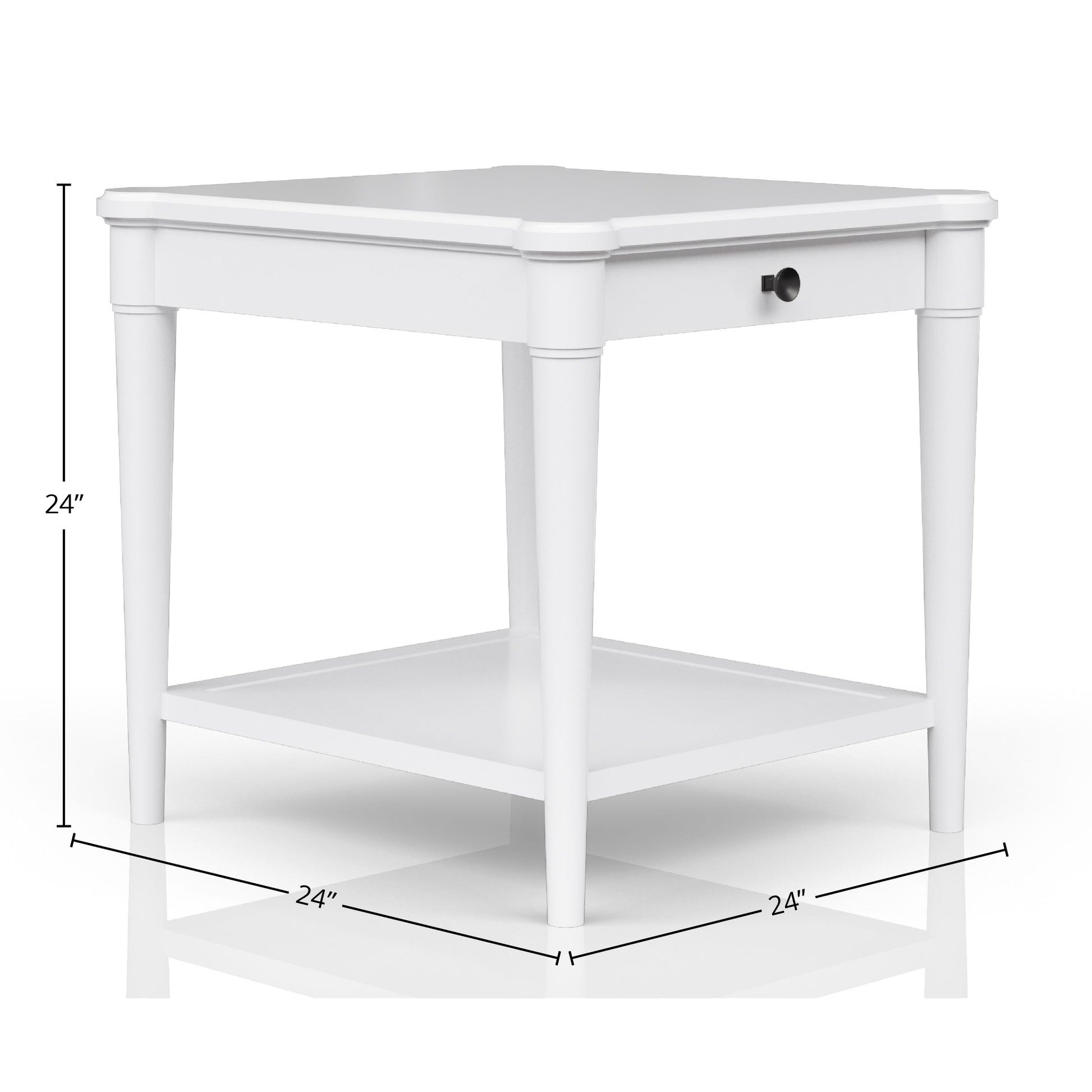 White Finished End Table With Storage Drawer White Solid Wood Mdf