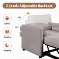 3 In 1 Convertible Sleeper Chair With Adjustable Backrest, Lounger Chair Turns Into Bed, Single Bed For Living Room, Linen, Tan Tan Linen
