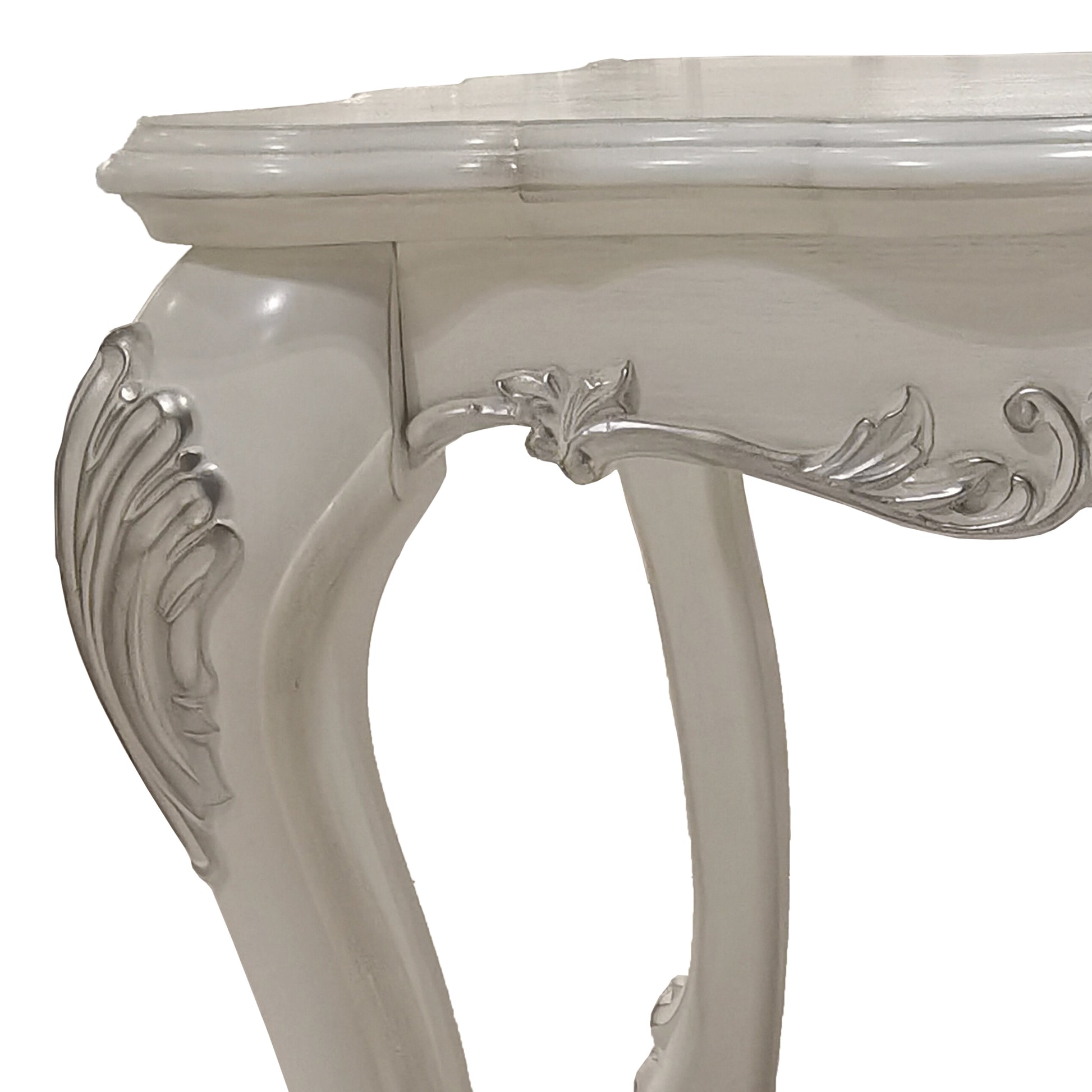 Bone White End Table With Claw Leg White Primary Living Space Traditional Square Wood Plastic