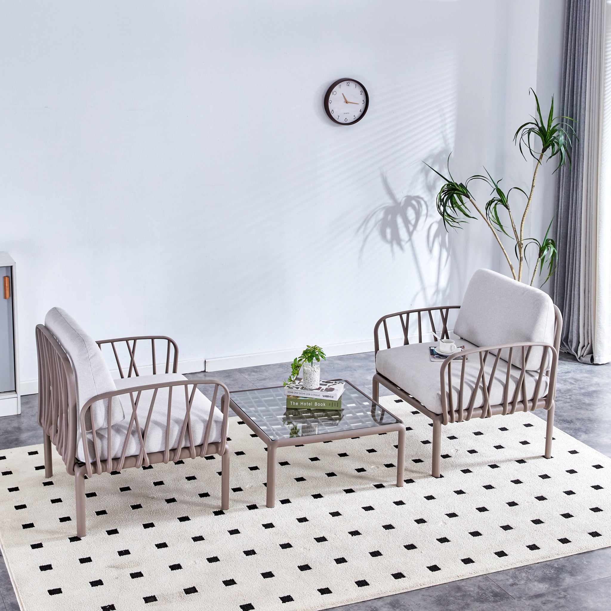 Patio Indoor Outdoor Garden Single Sofa Armchairs Plastic With Soft Cushion Weather Waterproof Chair Sectional Furniture For Balcony Garden Pool Lawn Backyard Morden Design Sitting Room 2 Single Sofa White Fabric Plastic