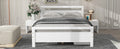 Full Size Wooden Platform Bed With 2 Storage Drawers And 2 Bedside Tables, White Full White Pine