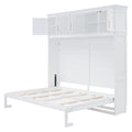 Full Size Murphy Bed Wall Bed With Top Cabinets,White Full White Plywood